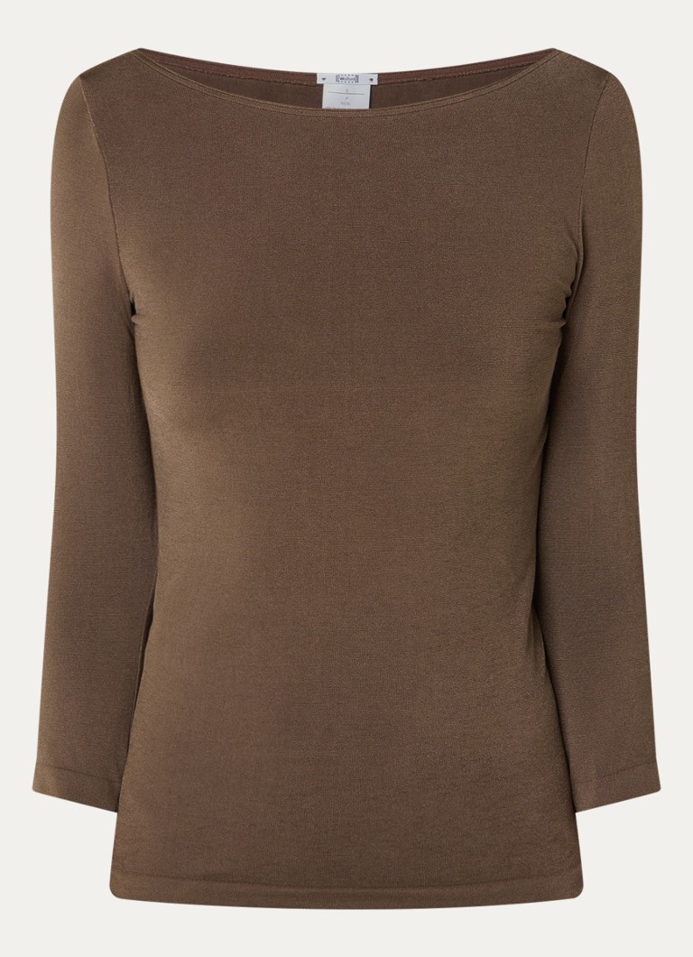 Wolford Dames Cordoba top met boothals in de kleur Chocoladebruin