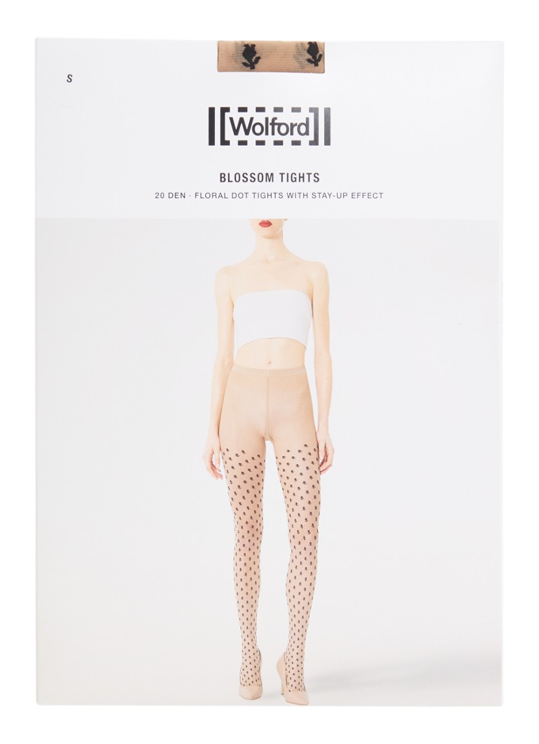 Wolford Dames Blossom panty met bloemenprint in de kleur Camel