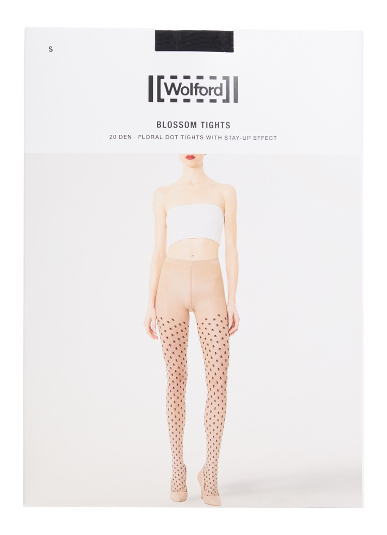 Wolford Dames Blossom panty met bloemenprint in de kleur Zwart