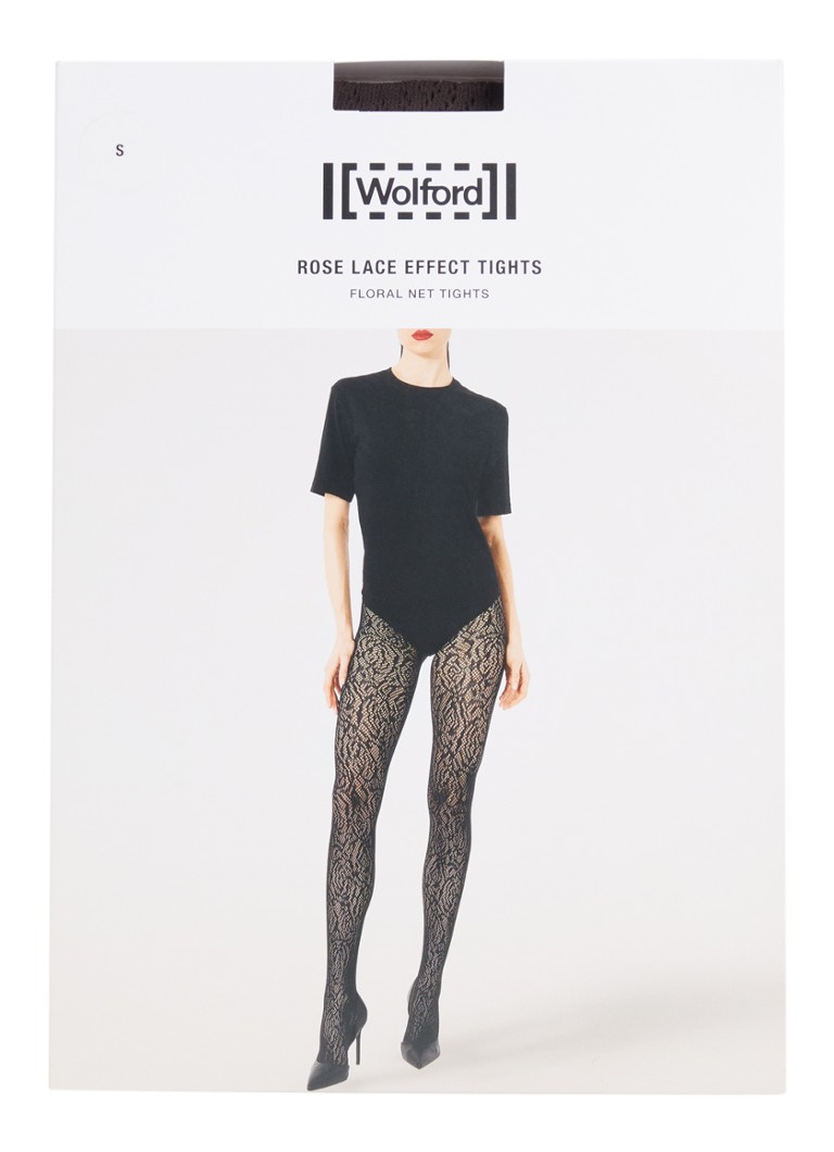Wolford Dames Rose Lace Effect netpanty in de kleur Donkerbruin