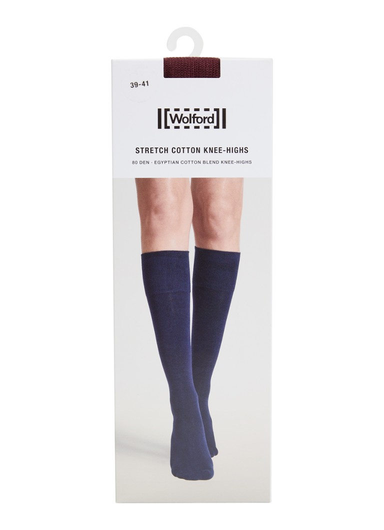 Wolford Dames Stretch kniekousen in katoenblend in de kleur Bordeauxrood