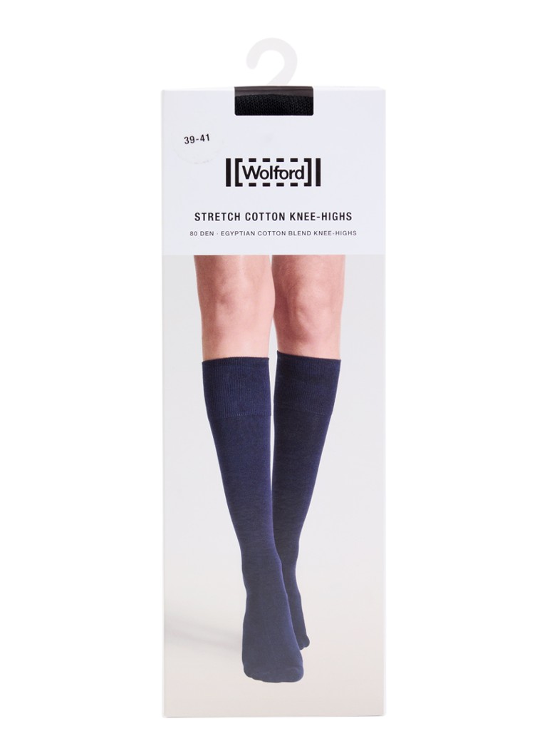 Wolford Dames Stretch kniekousen in katoenblend in de kleur Zwart