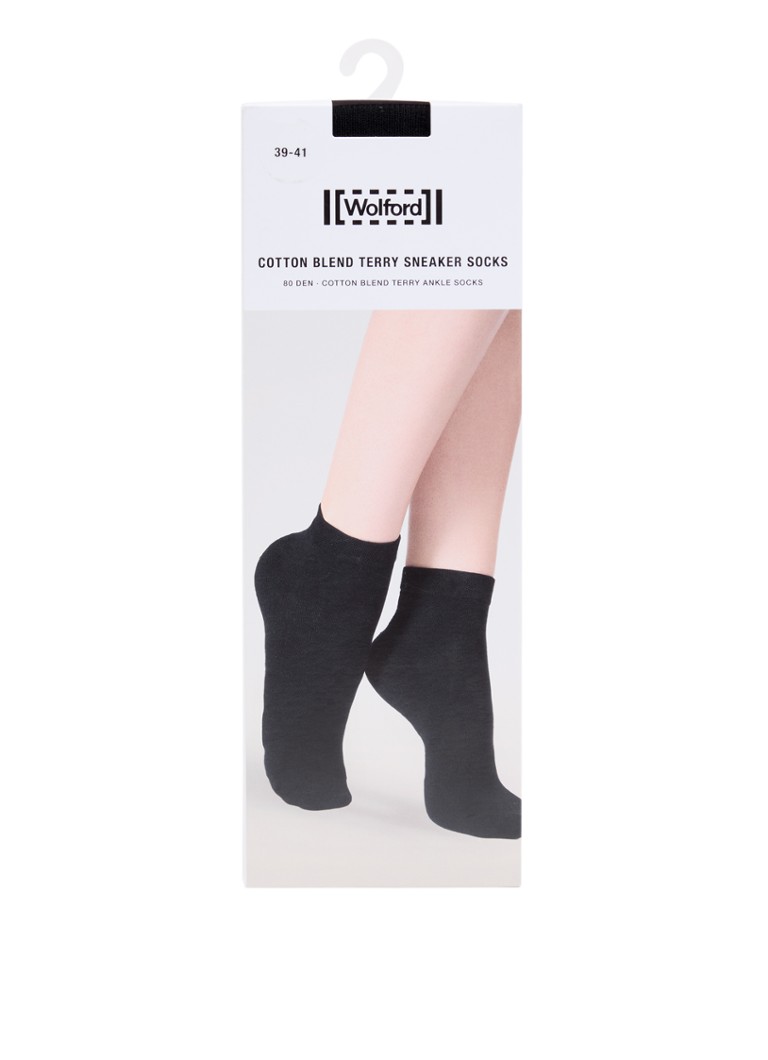 Wolford Dames Terry sneakersokken in katoenblend in de kleur Zwart