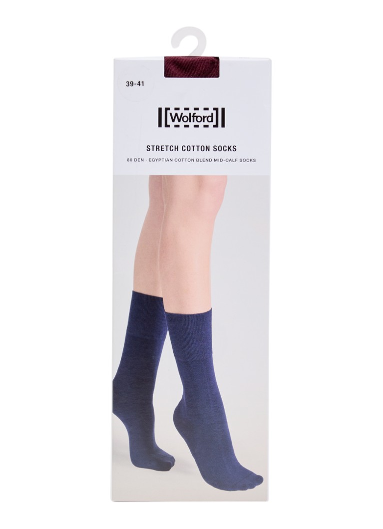 Wolford Dames Stretch sokken in katoenblend in de kleur Bordeauxrood