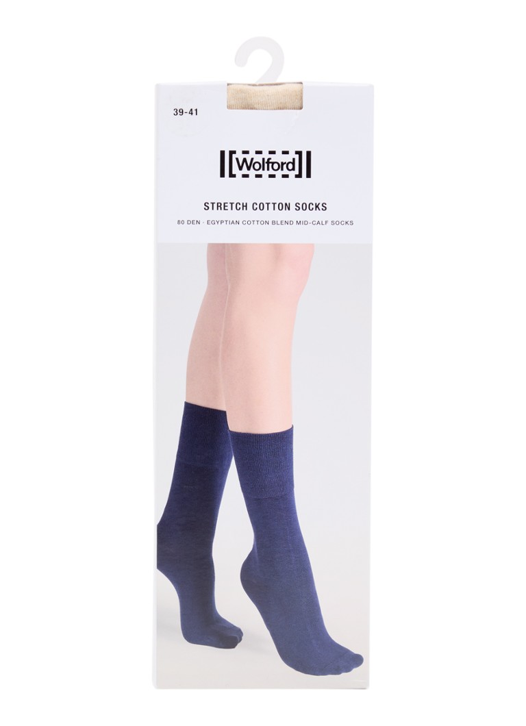 Wolford Dames Stretch sokken in katoenblend in de kleur Zand