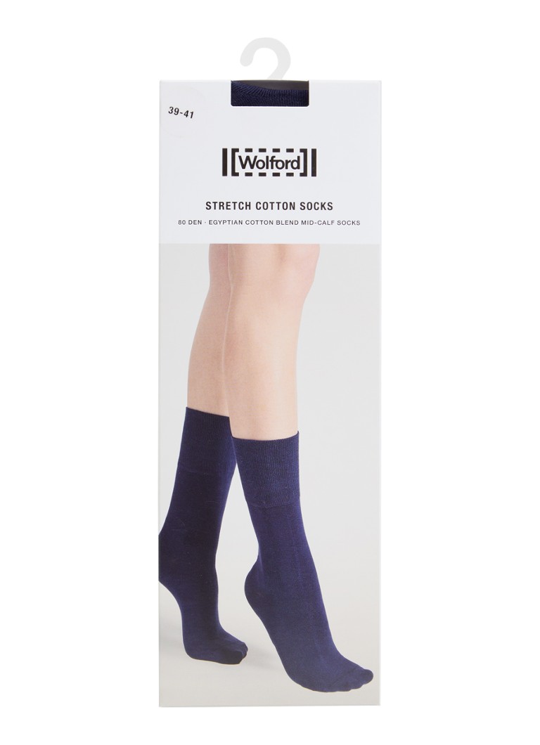 Wolford Dames Stretch sokken in katoenblend in de kleur Donkerblauw