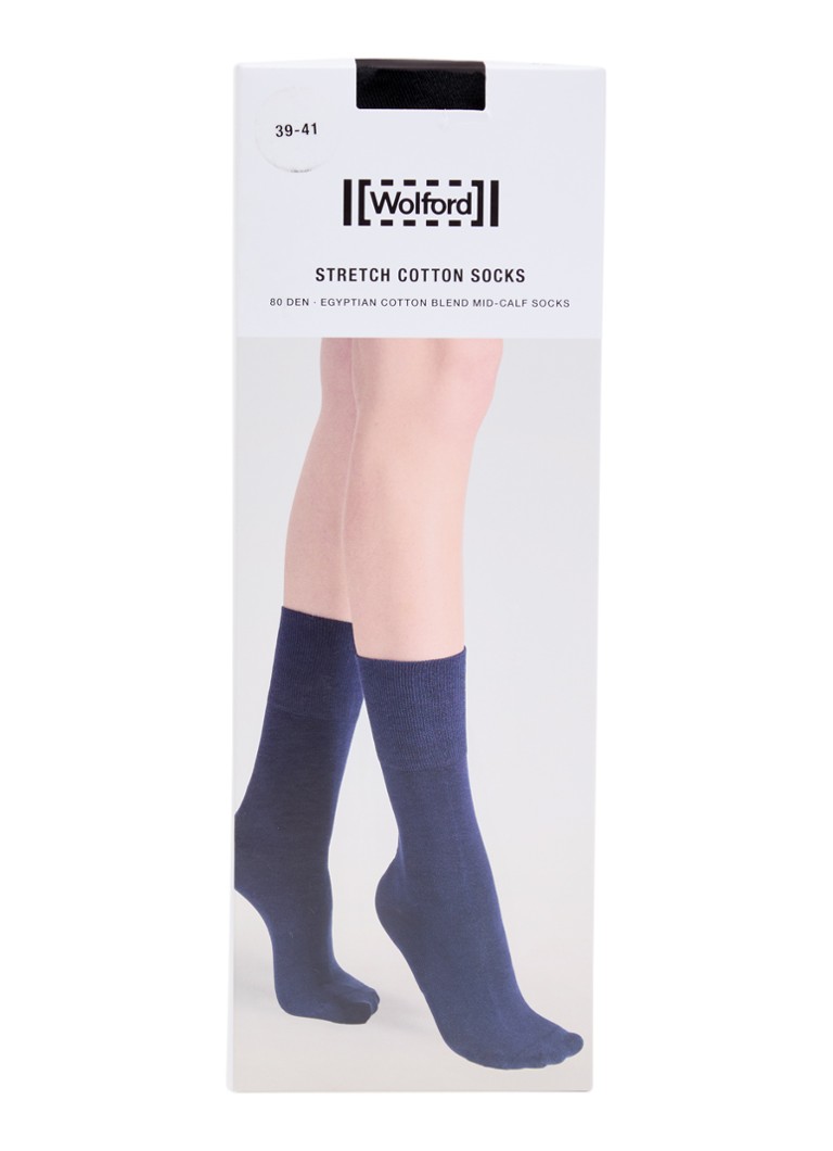 Wolford Dames Stretch sokken in katoenblend in de kleur Zwart