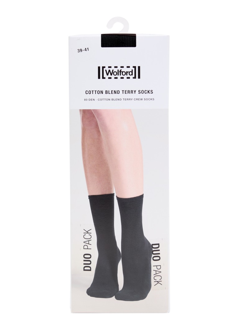 Wolford Dames Duo pack Terry sokken in katoenblend 2-pack in de kleur Zwart