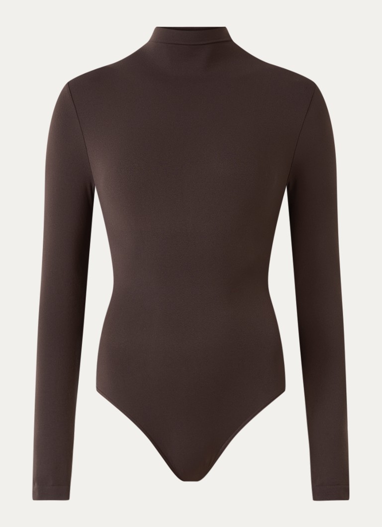 Wolford Dames Shaping stringbody met opengewerkt dessin in de kleur Aubergine