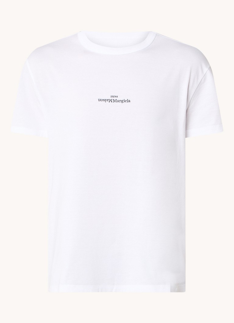 Maison Margiela Heren T-shirt met logoborduring in de kleur Wit, maat: 50