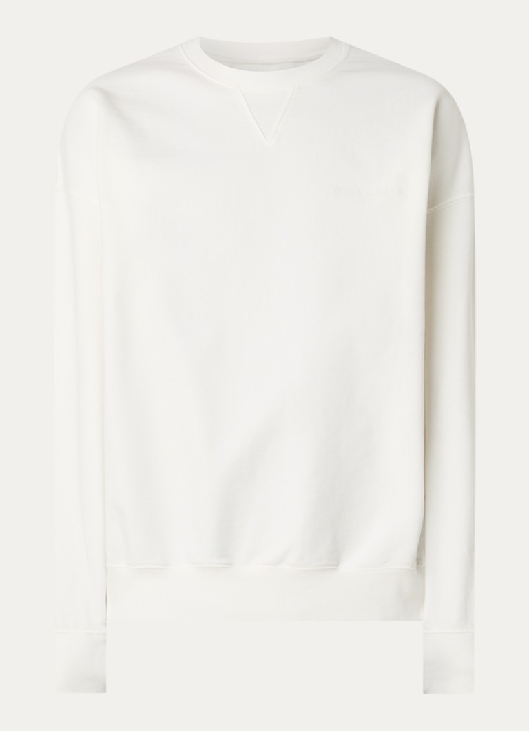Maison Margiela Heren Sweater met logoborduring in de kleur Gebroken wit, maat: S
