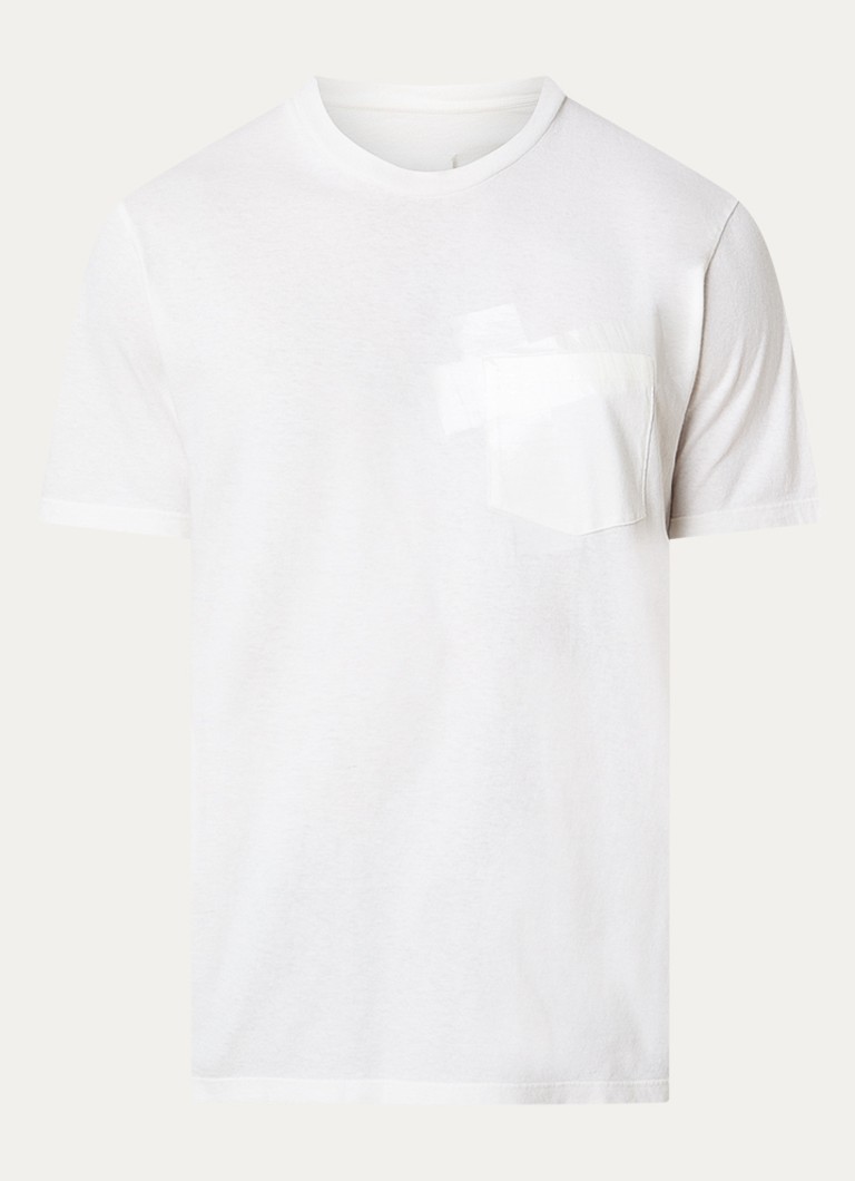 Maison Margiela Heren Tape T-shirt met borstzak in de kleur Gebroken wit, maat: S
