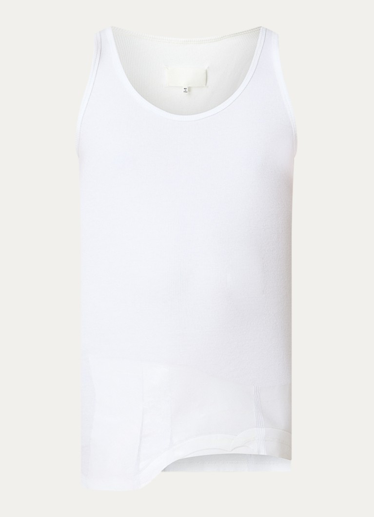 Maison Margiela Heren Tape tanktop met ribstructuur in de kleur Gebroken wit, maat: M