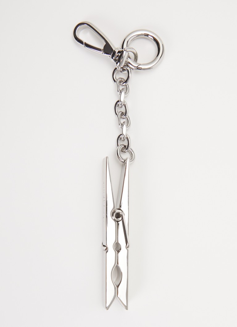 Maison Margiela Dames Clothespin sleutelhanger met logo in de kleur Zilver, maat: OS