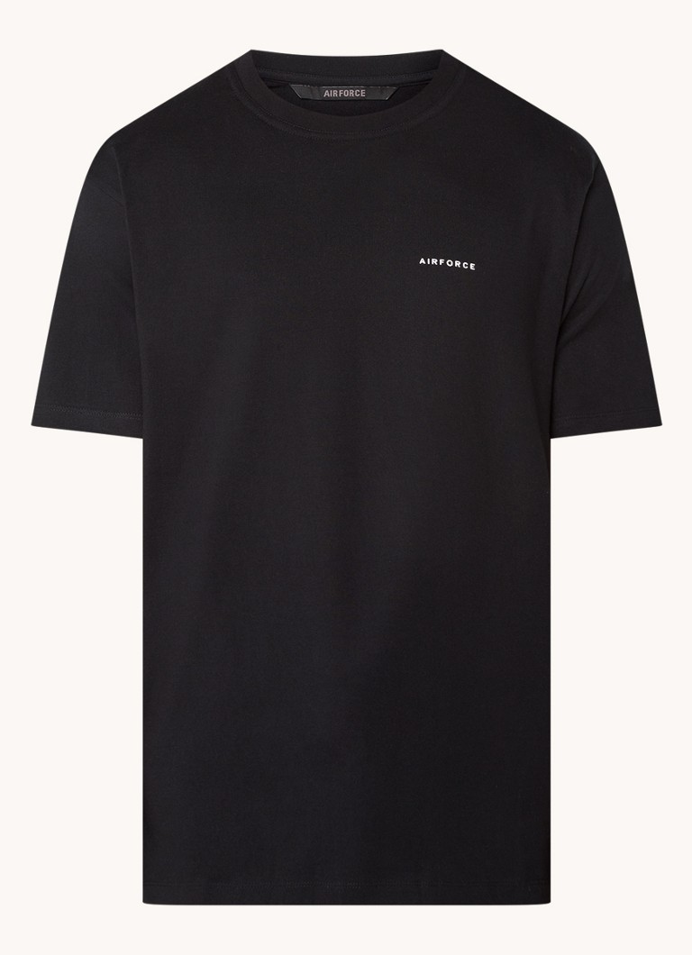 Airforce Heren T-shirt van katoen met logo in de kleur Zwart, maat: S