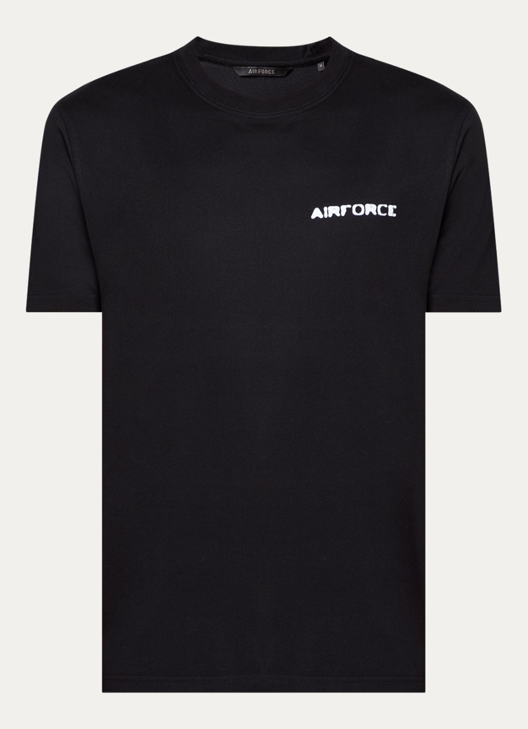 Airforce Heren T-shirt van katoen met logo- en backprint in de kleur Zwart, maat: S