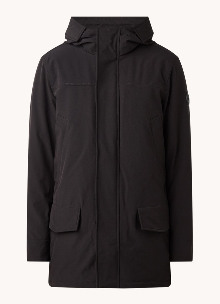 Airforce Heren Snow gewatteerde parka met capuchon in de kleur Zwart, maat: M