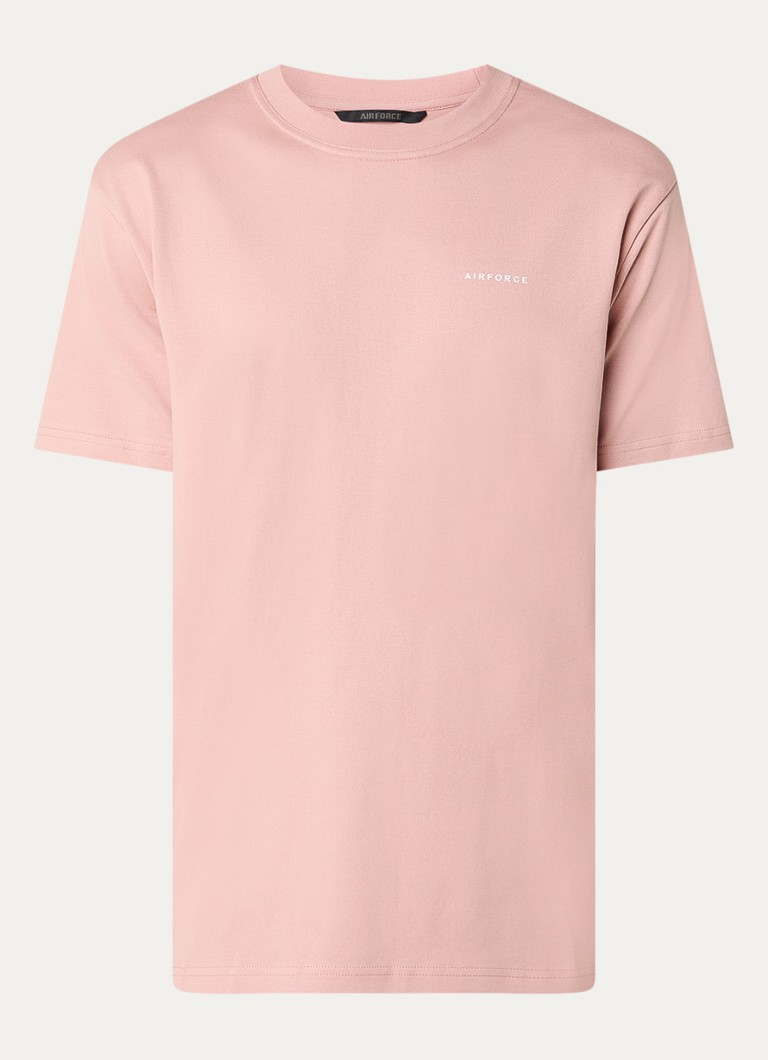 Airforce Heren T-shirt met logo in de kleur Zalmroze, maat: S