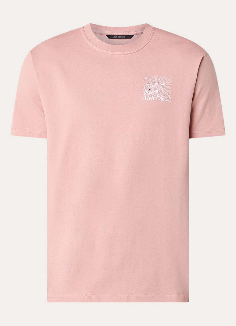Airforce Heren T-shirt met logo- en backprint in de kleur Oudroze, maat: S