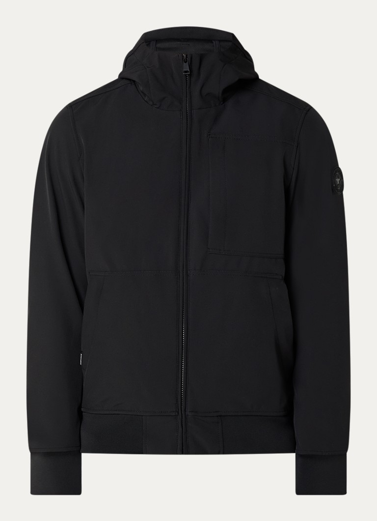 Airforce Heren Javi softshell jack met capuchon en ritszakken in de kleur Zwart, maat: S