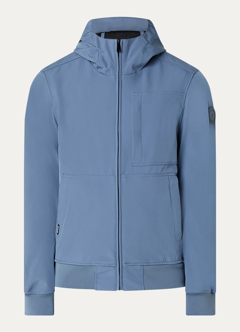Airforce Heren Javi softshell jack met capuchon en ritszakken in de kleur Staalblauw, maat: S