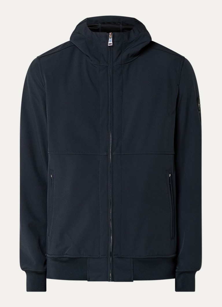 Airforce Heren Rix softshell jack met capuchon en ritszakken in de kleur Donkerblauw, maat: S