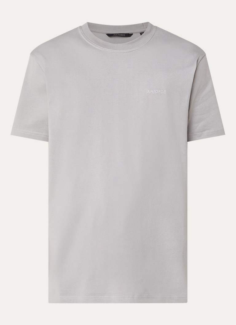 Airforce Heren T-shirt met logo- en backprint in de kleur Grijs, maat: S