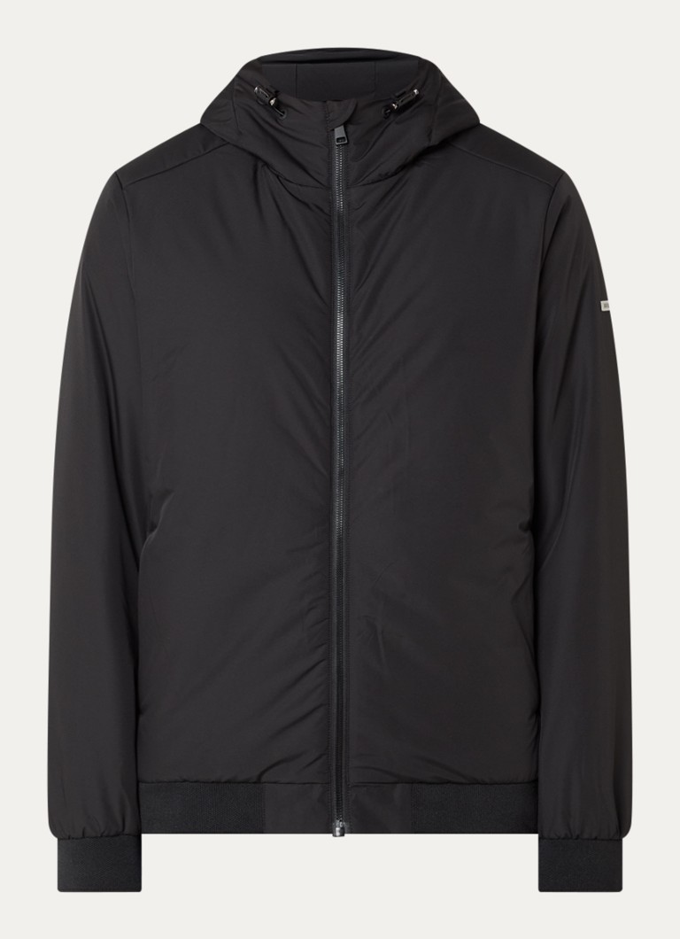 Airforce Heren Larry gewatteerd bomberjack met capuchon en waterafstotende coating in de kleur Zwart, maat: L