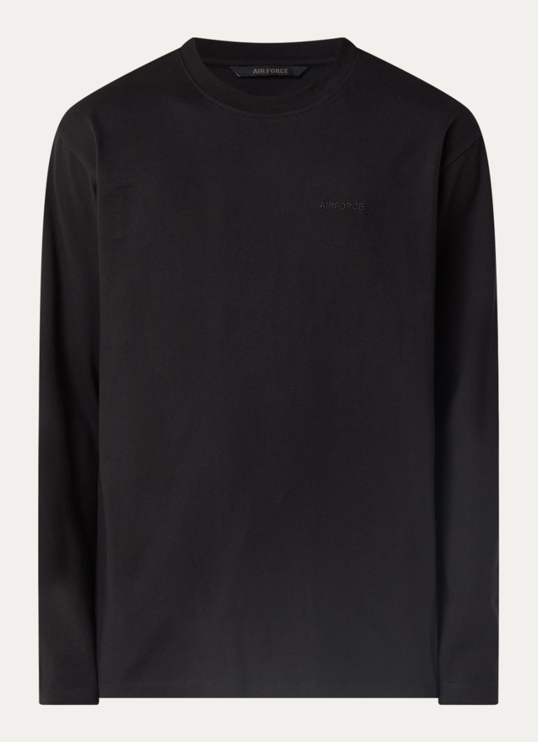 Airforce Heren Longsleeve met logo in de kleur Zwart, maat: S