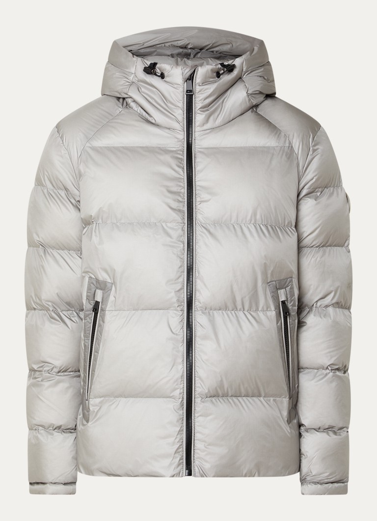 Airforce Heren Puffer jack met capuchon en ritszakken in de kleur Lichtgrijs, maat: XXL
