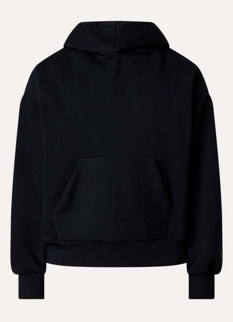 Fear of God Essentials Heren AS25 hoodie met flock logoprint in de kleur Zwart, maat: XXL