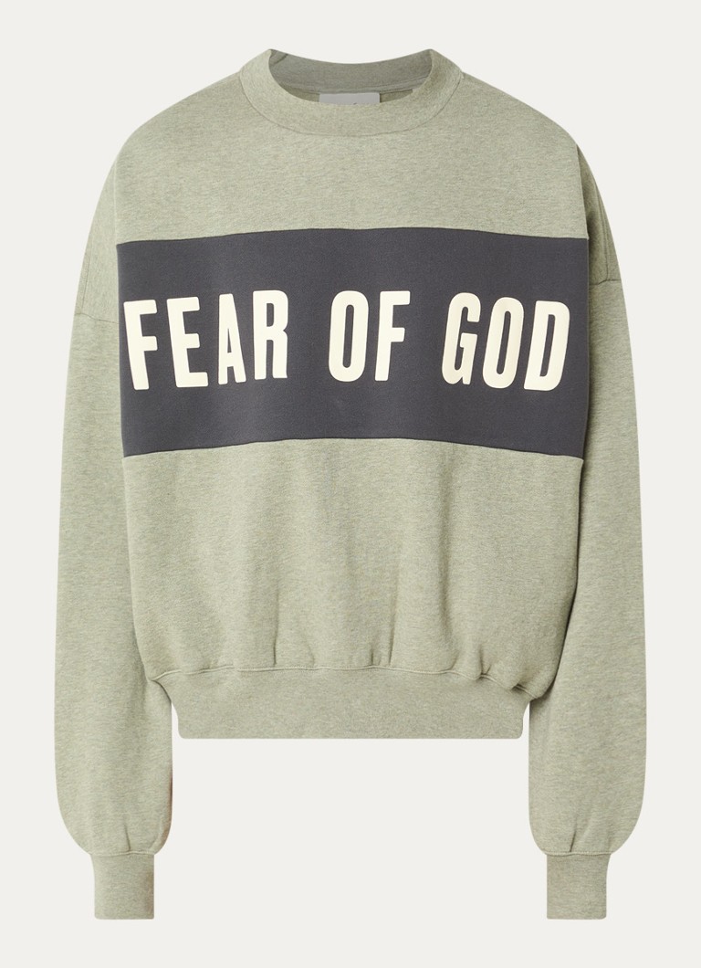 Fear of God Essentials Heren Sweater met logoprint in de kleur Grijs, maat: XL