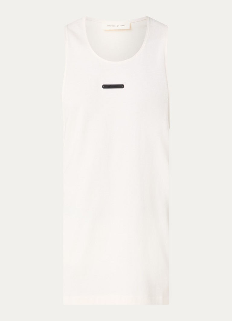 Fear of God Essentials Heren Tanktop met logo in de kleur Gebroken wit, maat: S