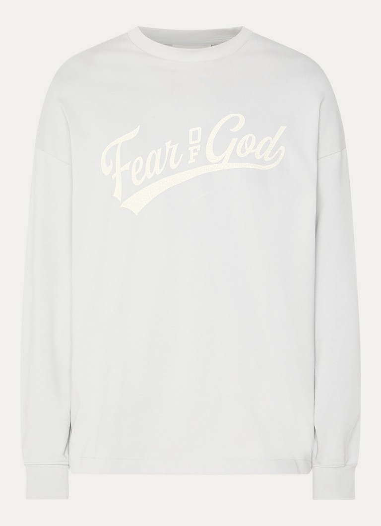 Fear of God Essentials Heren Longsleeve met logo- en backprint in de kleur Lichtgrijs, maat: S