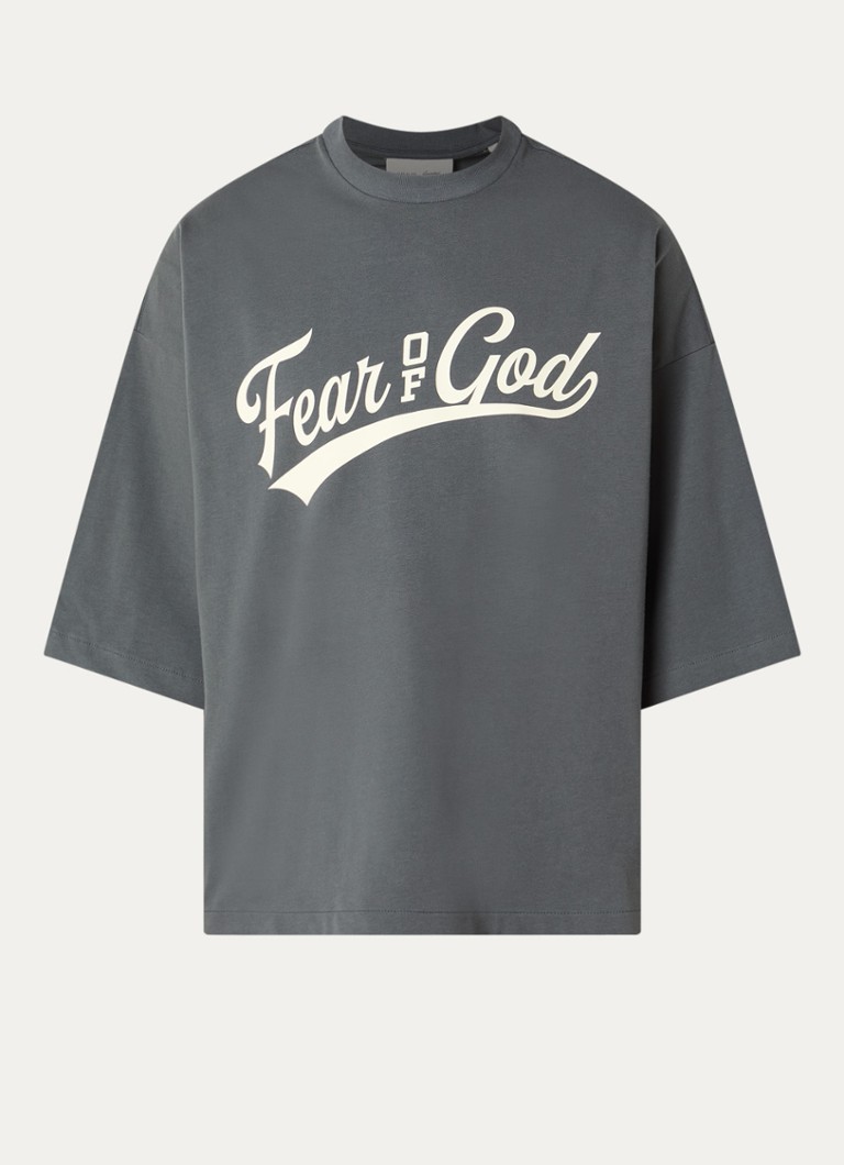Fear of God Essentials Heren T-shirt met logoprint in de kleur Donkergrijs, maat: XL