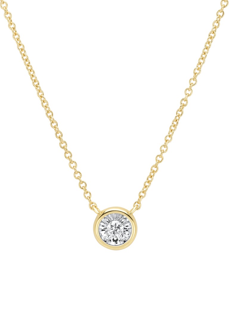 Diamond Point Dames Gouden collier, 0.04 ct diamant, Cosmic in de kleur Geelgoud