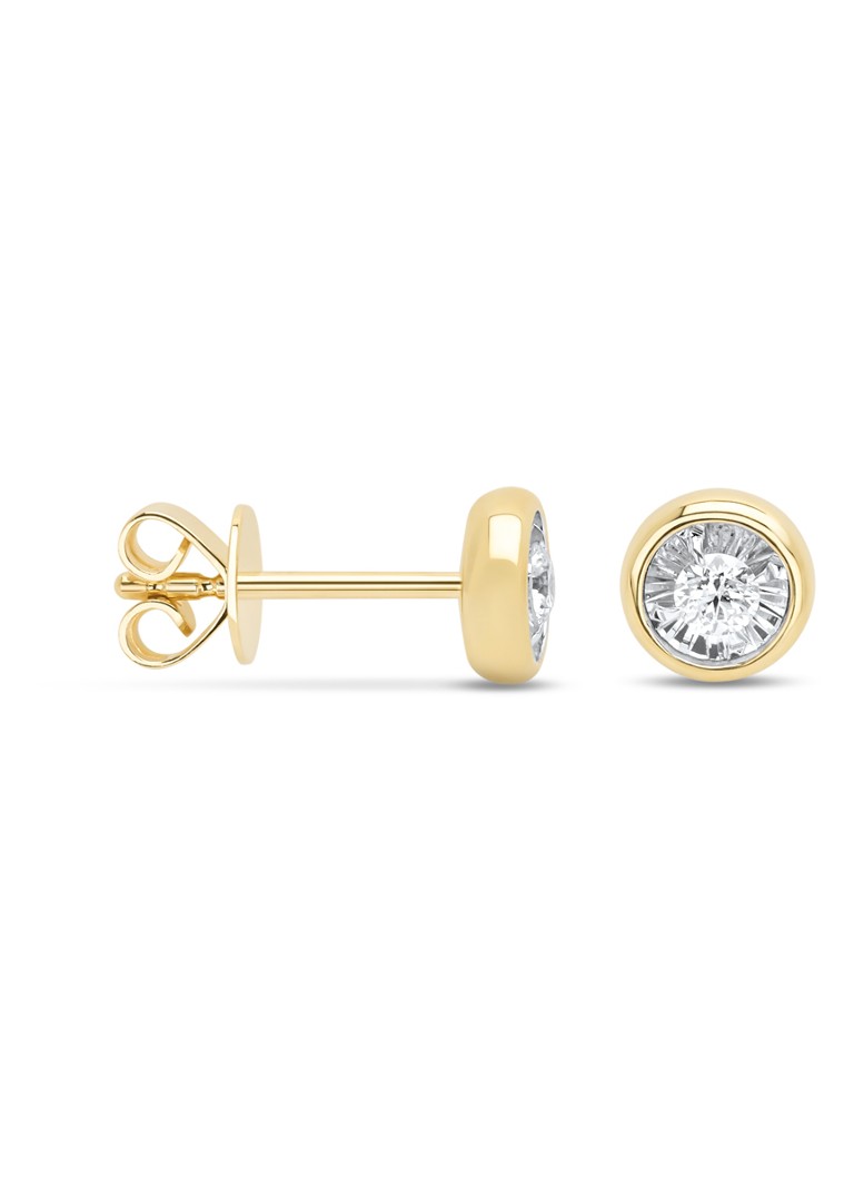 Diamond Point Dames Gouden oorsieraden, 0.11 ct diamant, Cosmic in de kleur Geelgoud