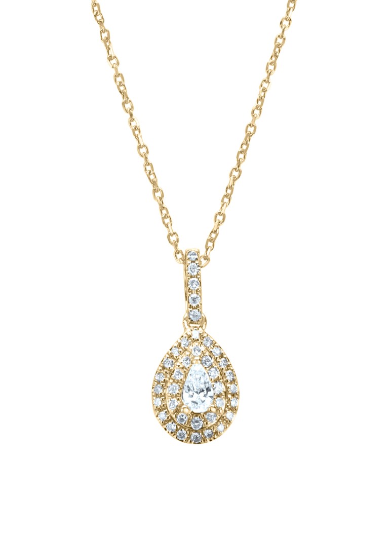 Diamond Point Dames Geelgouden collier, 0.22 ct diamant, Petite Romance in de kleur Geelgoud
