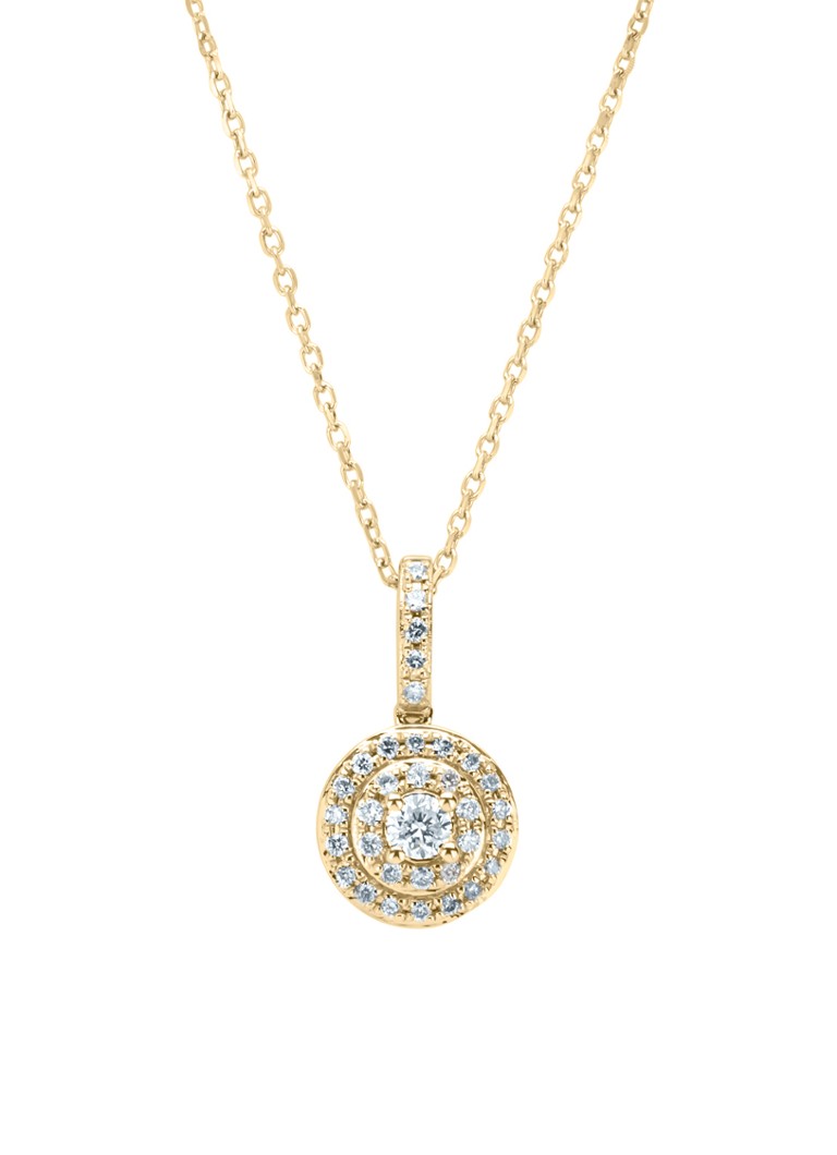 Diamond Point Dames Geelgouden collier, 0.19 ct diamant, Petite Romance in de kleur Geelgoud