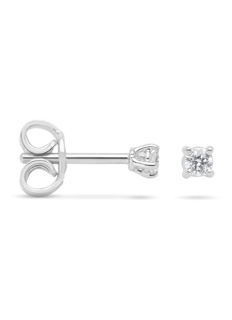 Diamond Point Dames Witgouden solitair groeibriljant oorstekers, 0.06 ct. 0.06 ct diamant Groeibriljant in de kleur Witgoud