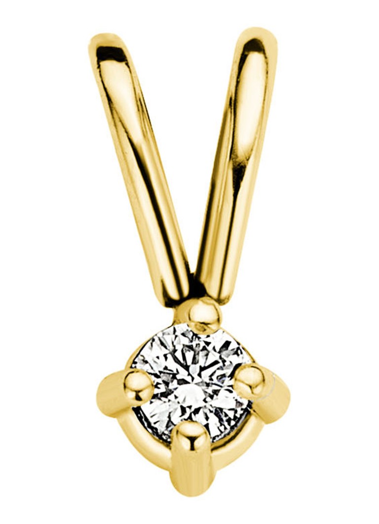 Diamond Point Dames Geelgouden solitair groeibriljant hanger, 0.03 ct. 0.03 ct diamant Groeibriljant in de kleur Goud