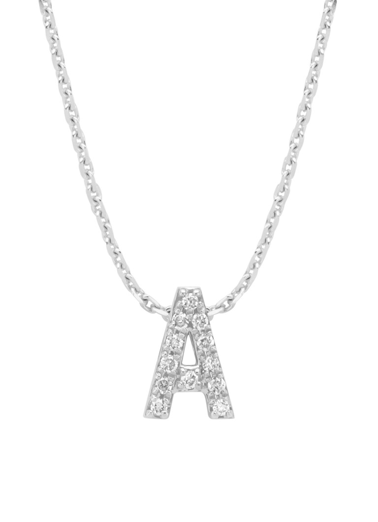 Diamond Point Dames Witgouden hanger A, 0.05 ct diamant, Alphabet in de kleur Witgoud