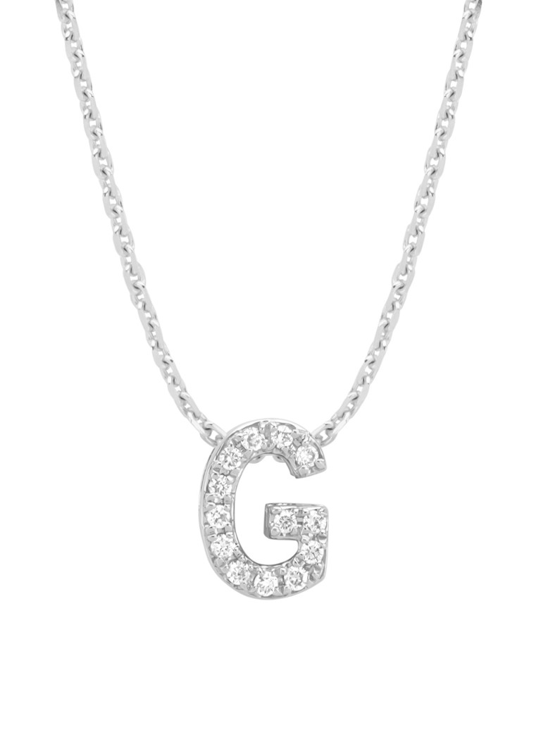 Diamond Point Dames Witgouden hanger G, 0.05 ct diamant, Alphabet in de kleur Witgoud
