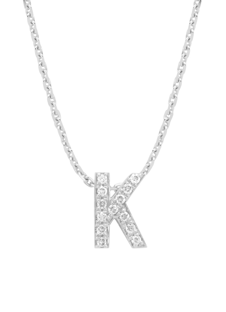 Diamond Point Dames Witgouden hanger K, 0.05 ct diamant, Alphabet in de kleur Witgoud