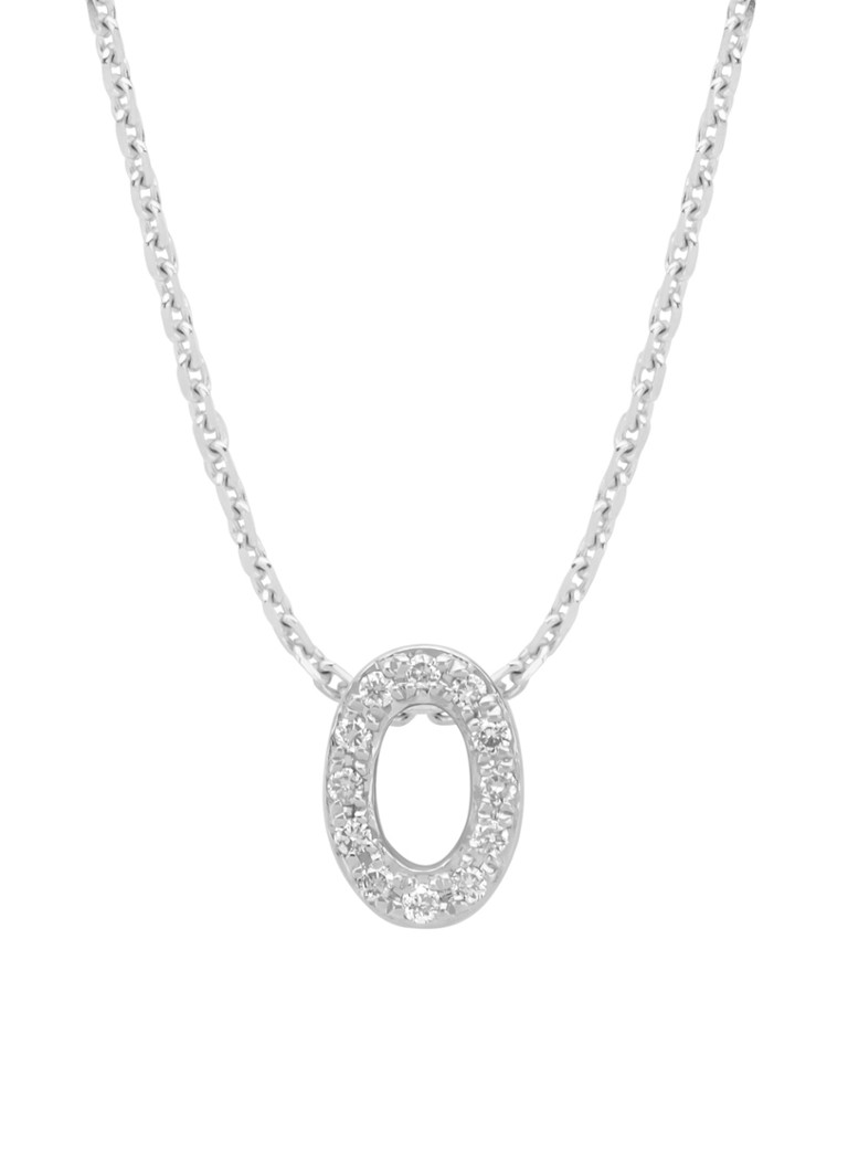 Diamond Point Dames Witgouden hanger O, 0.05 ct diamant, Alphabet in de kleur Witgoud