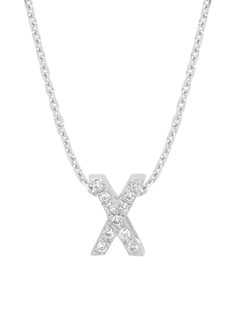 Diamond Point Dames Witgouden hanger X, 0.05 ct diamant, Alphabet in de kleur Witgoud