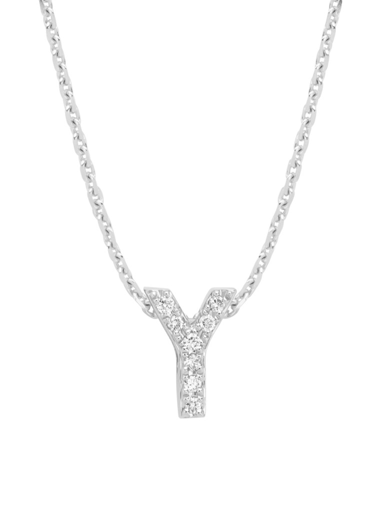Diamond Point Dames Witgouden hanger Y, 0.03 ct diamant, Alphabet in de kleur Witgoud