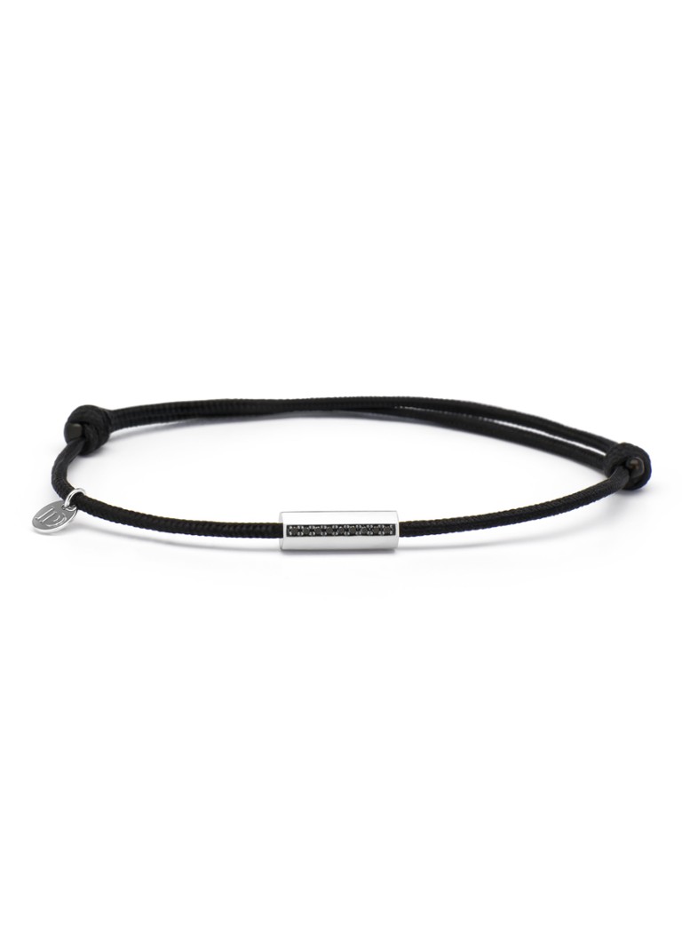 Diamond Point Dames Witgouden koord armband, 0.04 ct zwarte diamant, Timeless Treasures in de kleur Witgoud