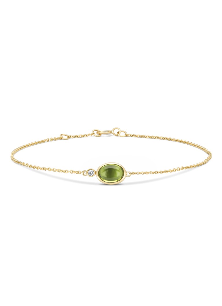 Diamond Point Dames Geelgouden armband, 1.06 ct peridoot, Little Drops in de kleur Geelgoud