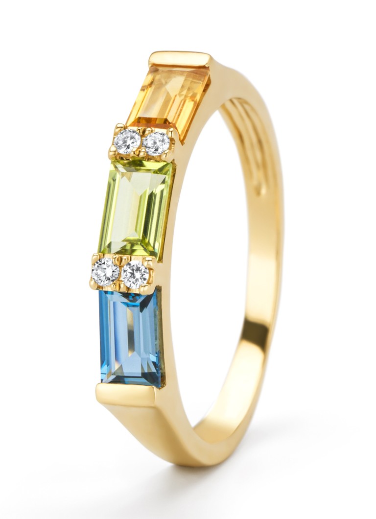Diamond Point Dames Geelgouden ring, 0.32 ct peridoot, Little Drops in de kleur Geelgoud